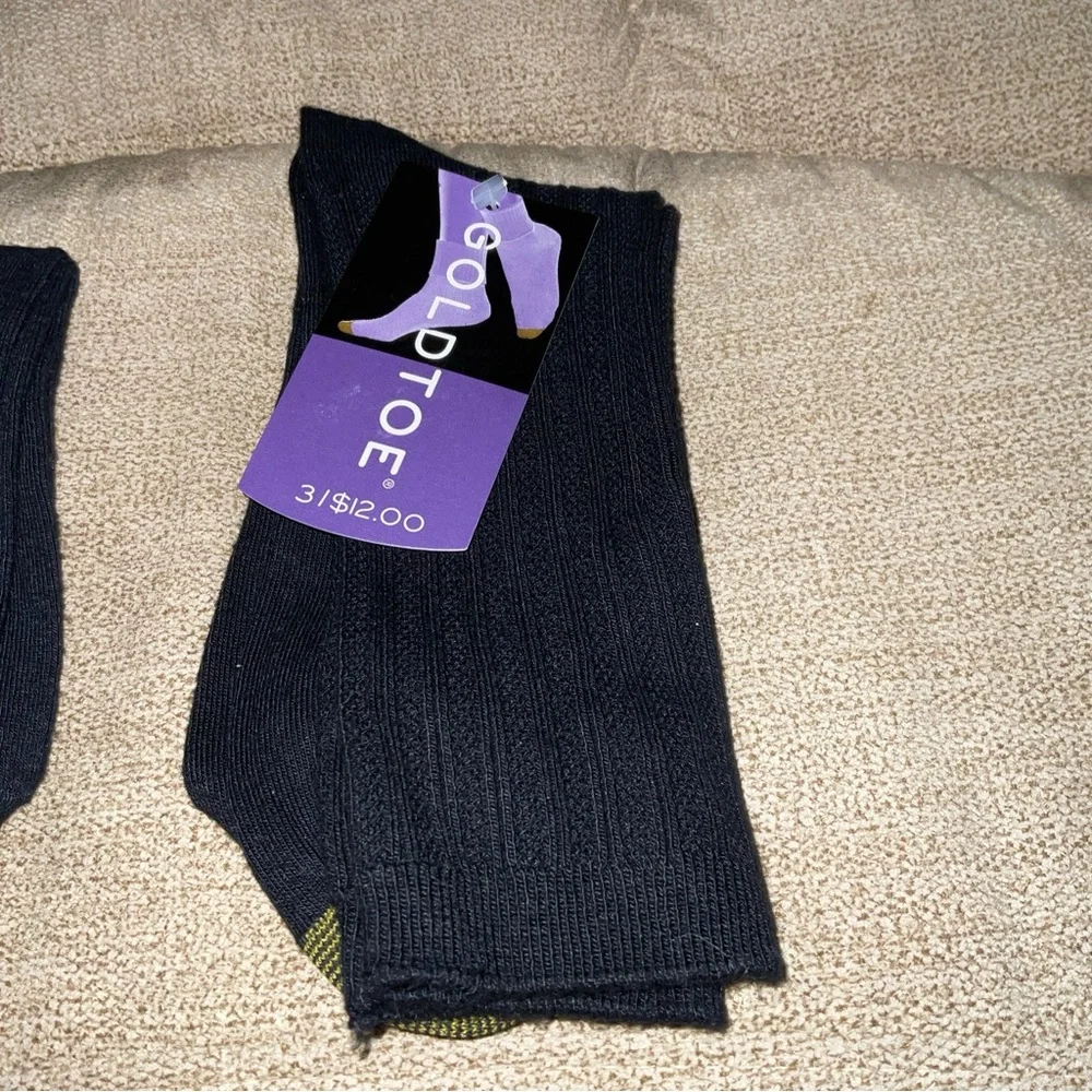 Vintage Ladies GOLD TOE Womens Trouser Socks 9-11 shoe 6-9 NAVY BLUE 2 pairs NWT